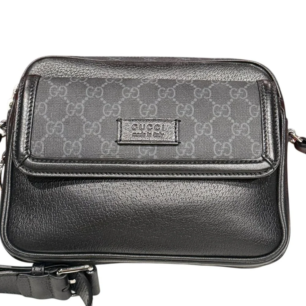 GUCCI 795464 GG Supreme Leather & Canvas Crossbody Bag, ships from USA